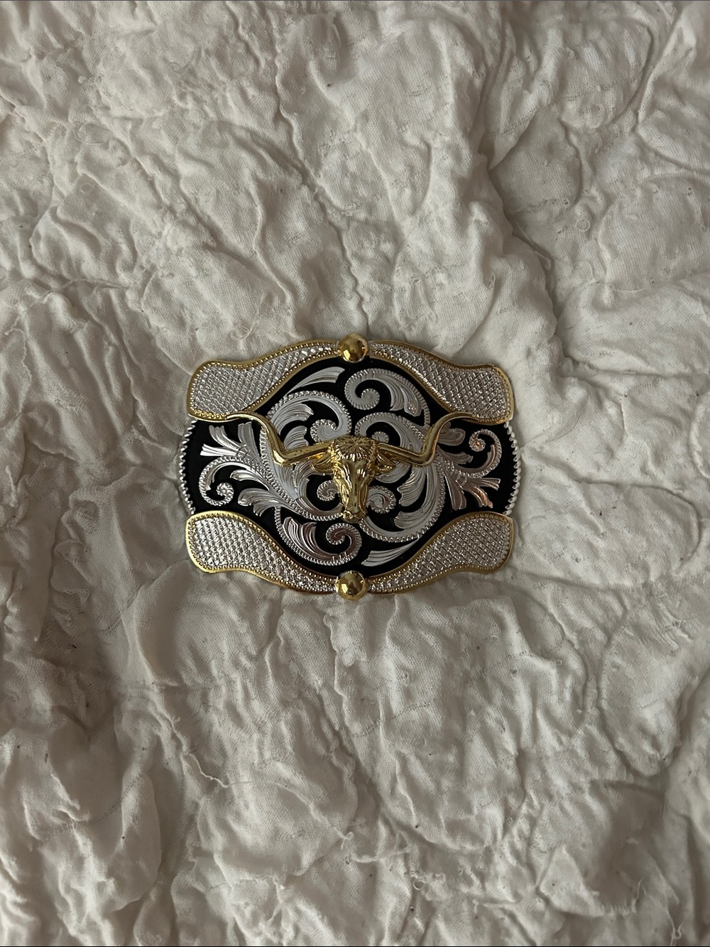 Buckle Gold and Black Western Longhorn Belt Buckle